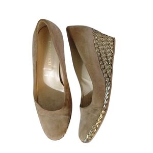 Bruno Magli Tan Wedge Heels with Woven Detail